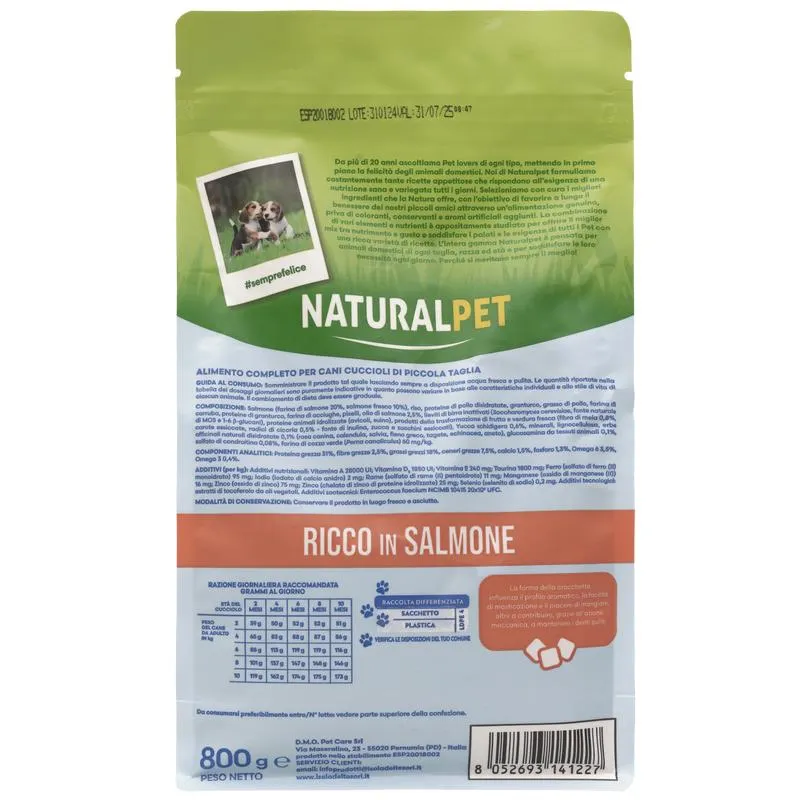 Naturalpet Prime Orme Puppy Mini ricco in Salmone 800gr - Scad. Luglio 25