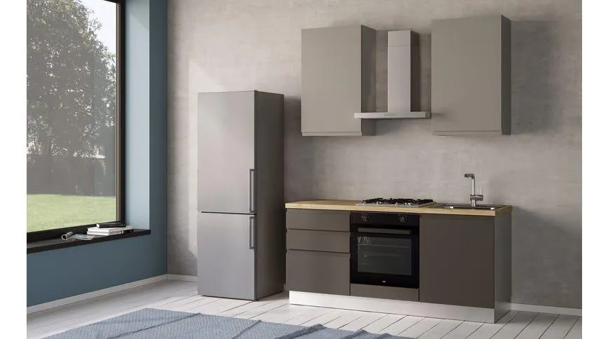 Iris cucina 180 cm colore grigio scuro e grigio chiaro