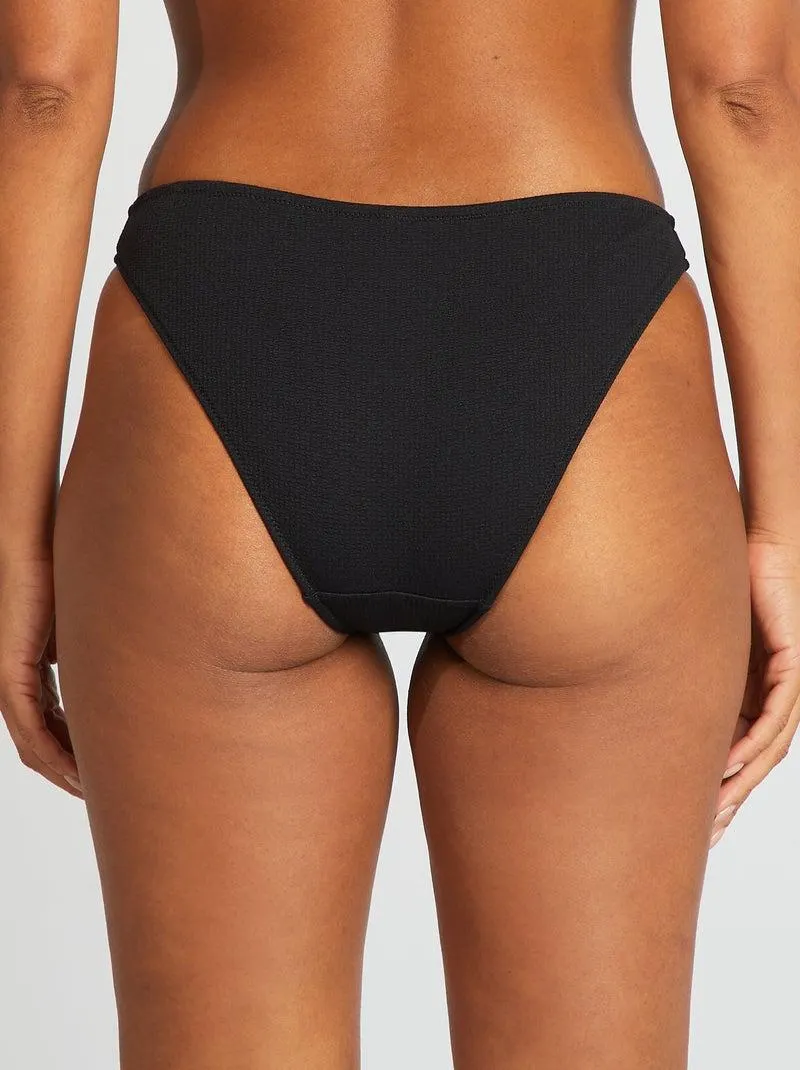 Slip bikini tessuto strutturato - nero