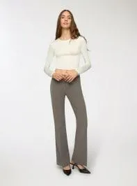 Pantaloni a zampa melange Grigio medio melange