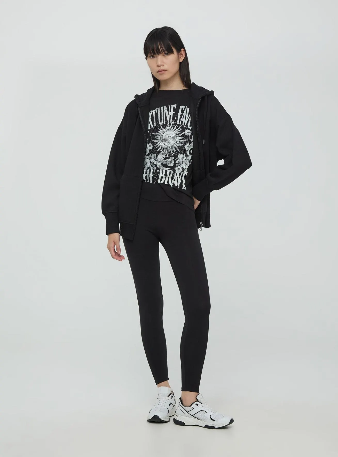 Leggings a vita alta in tessuto pesante Nero