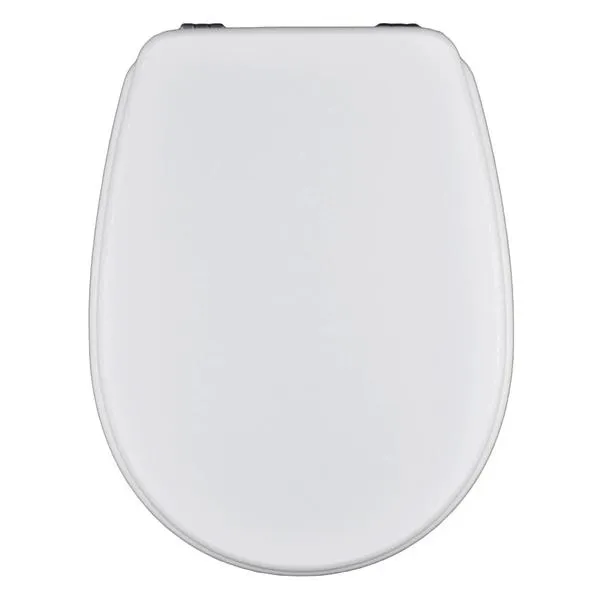 Copriwater luito in mdf verniciato bianco con cerniere in metallo cromato