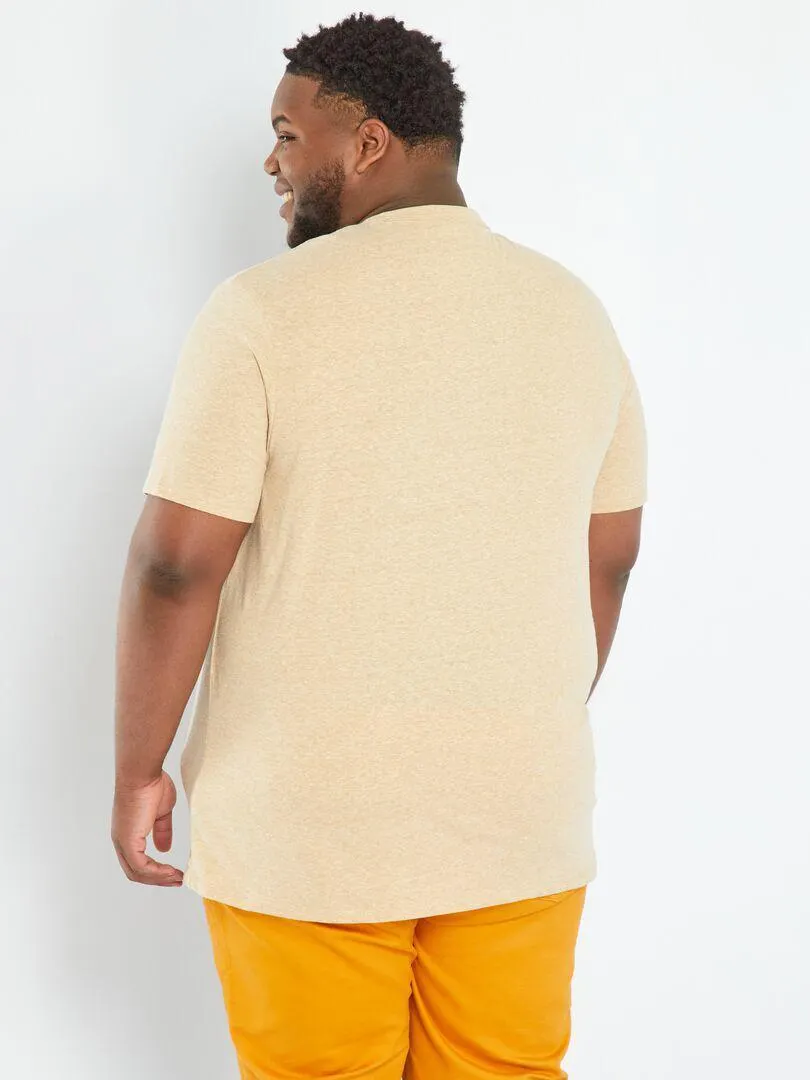 T-shirt con collo serafino - BEIGE