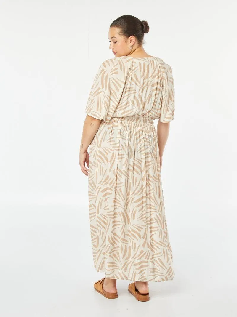 Vestito lungo in tessuto effetto crêpe - Beige