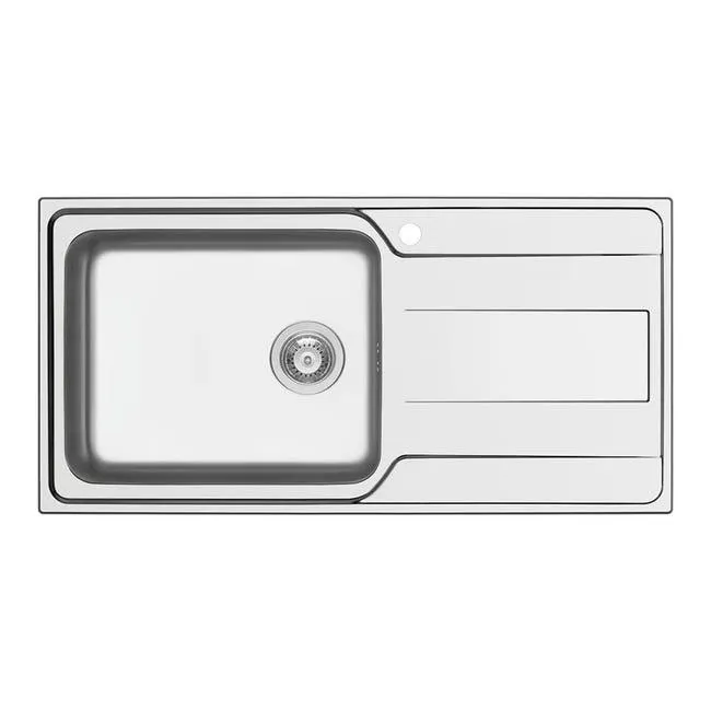 Lavello integrato 1 vasca con gocciolatoio a destra DELINIA Basalt L 100 x L 50 cm argento