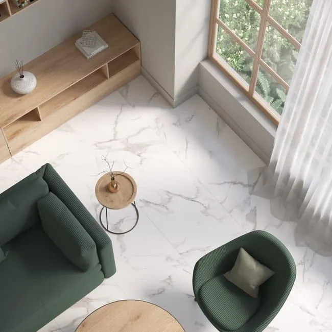 Piastrella da pavimento e rivestimento interno 60 x 120 cm Sp. 9 mm rettificato Casablanca in gres naturale smaltato lucido bianco traffico intenso (pei 4/5) 1.44 mq