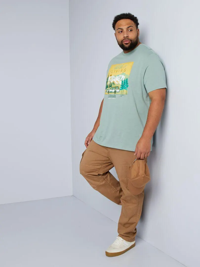 T-shirt in jersey con stampa davanti - VERDE