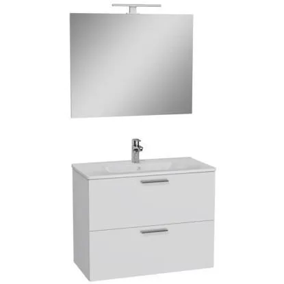 Mobile bagno con lavabo e specchio LED sospeso Stella 80x66x42 cm bianco