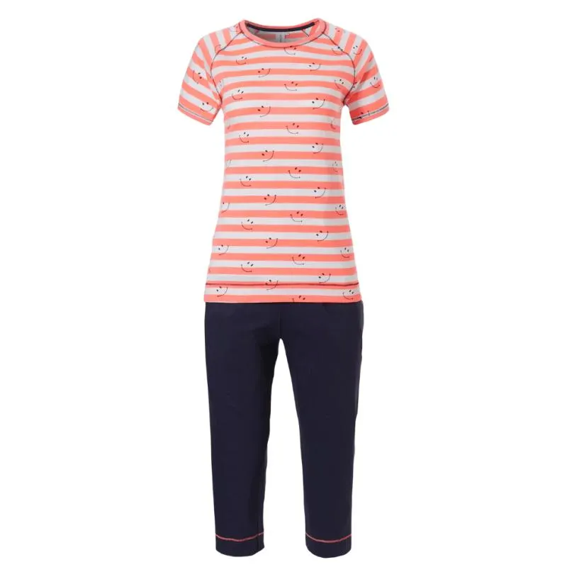 RE-21221-417-2- Pigiama manica corta a righe con smile - multicolore