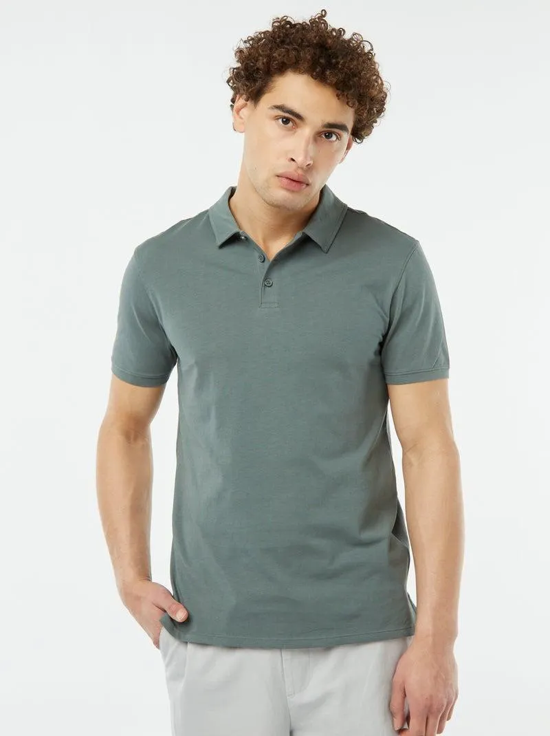 Polo in jersey tinta unita a maniche corte - VERDE