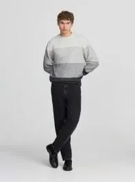 Maglia block color degradè Var grigio chiaro melange