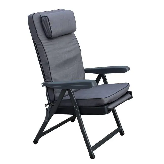 Poltrona sdraio con cuscino relax schienale reclinabile e carrello poggiapiedi Paradise - Grey