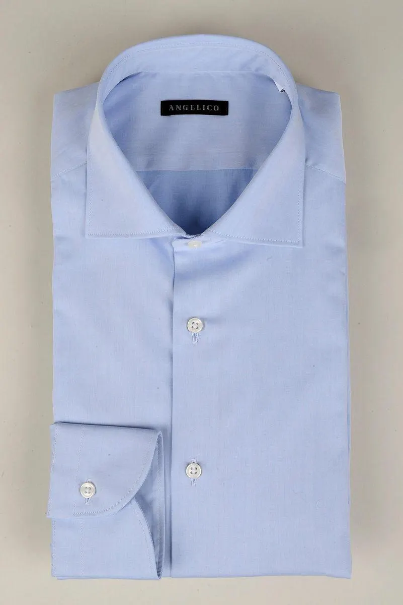 Camicia azzurra twill collo francese slim