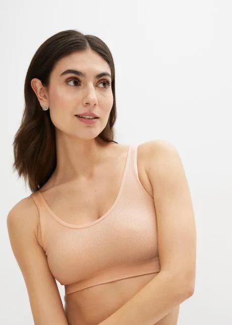 Reggiseno bustier a costine senza cuciture Feel Comfort (pacco da 2)