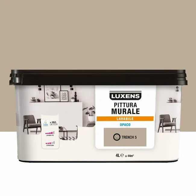 Pittura per interni lavabile, LUXENS Opaca marrone trench 5 opaco, 4 L Vedi i dettagli del prodotto