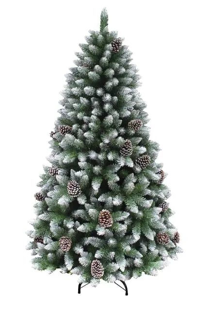Albero di Natale artificiale Norway pigne innevato verde H 180 cm x ø 105 cm