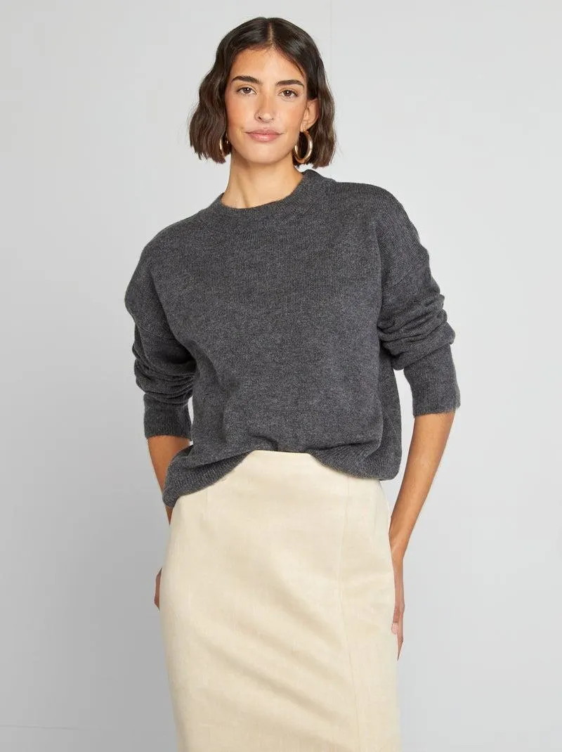 Pullover caldo tinta unita - GRIGIO