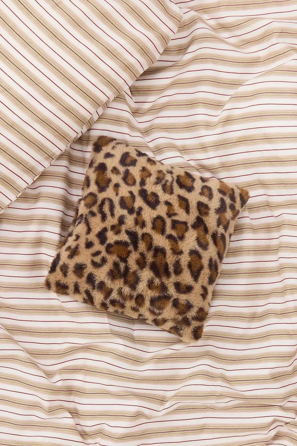 Cuscino Mini in Finta Pelliccia con Stampa Leopardata