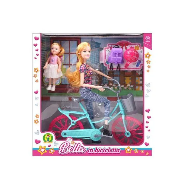 Bambola in bici con accessori - Mazzeo Giocattoli