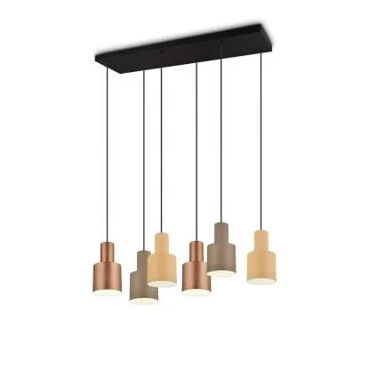 Lampadario a sospensione Agudo 6 luci E27 multicolor in metallo Ø 85 x H 150 cm
