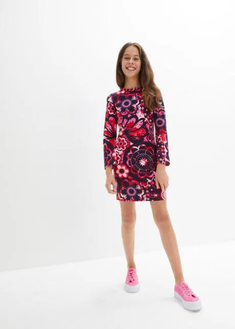 Abito di jersey con maniche a trombetta