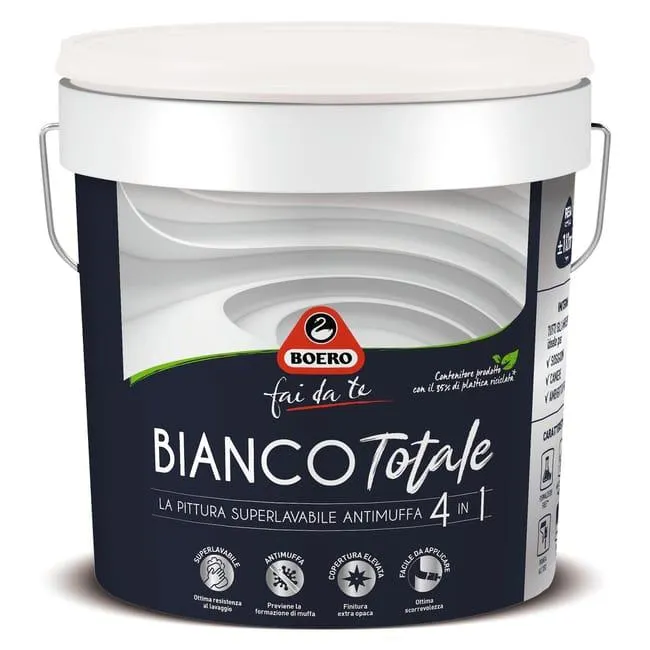 Pittura per interni antimuffa, BOERO FAI DA TE Biancototale bianco opaco, 14 L