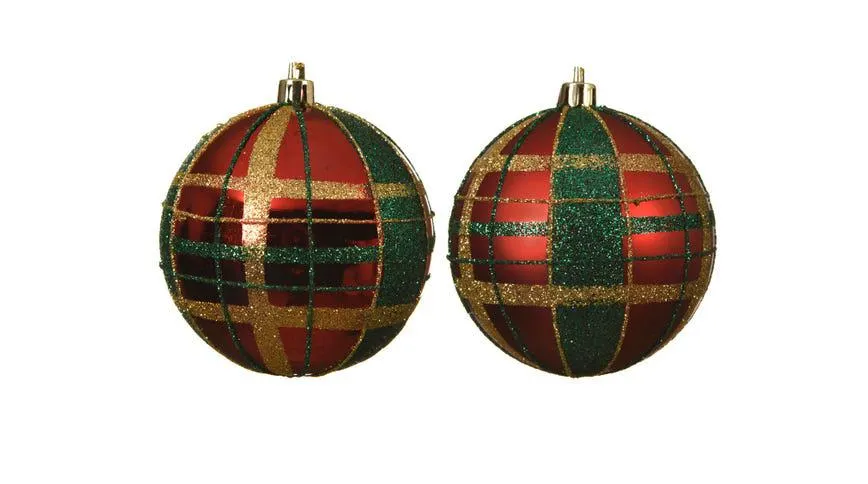 Check sfera natalizia tartan Ø8 cm
