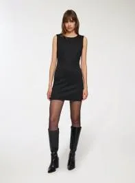 Vestito smanicato gessato Var nero