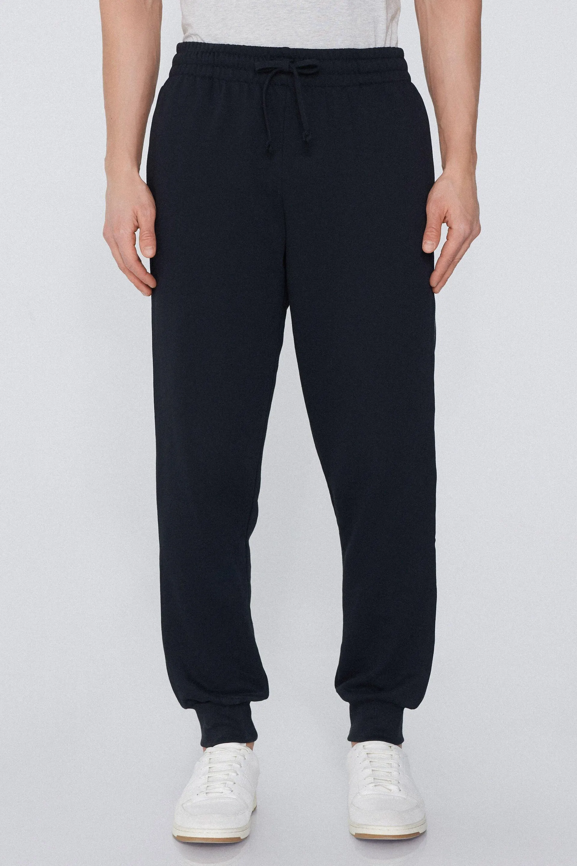 Pantaloni Lunghi in Felpa con Banda e Tasche