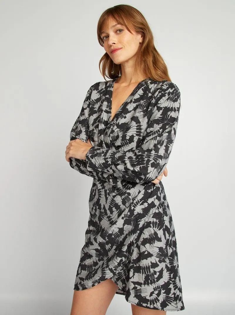 Vestito a portafoglio stampato 'JDY' - GRIGIO