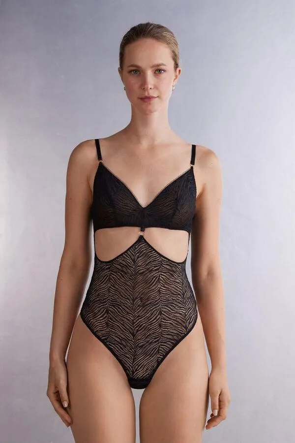 Body a Manica Lunga in Pizzo Go Animalier