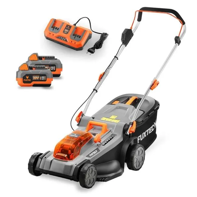 Rasaerba Elettrico FUXTEC E2RM37 a Batteria 40V (2x20V) - Larghezza di Taglio 37cm, Altezza di Taglio Variabile, Senza Fili (Batteri