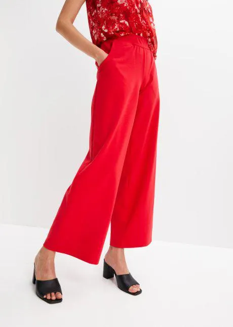 Pantaloni larghi in punto di Roma con elastico in vita