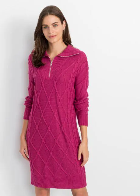 Abito in maglia con collo zippato