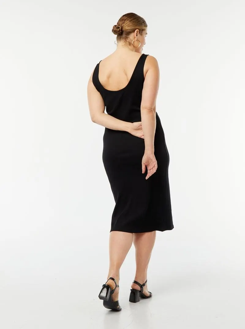 Vestito midi senza maniche tipo canotta - nero