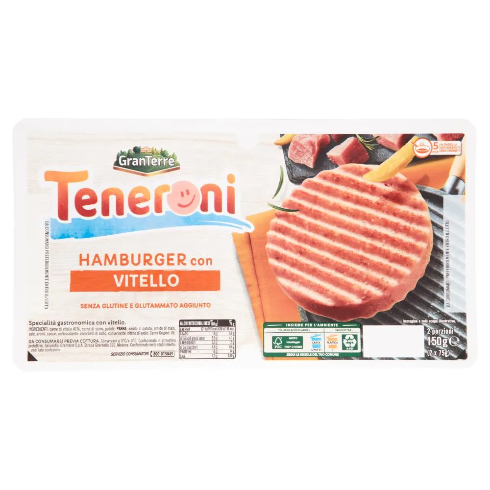 Teneroni Hamburger con Vitello 2 x 75 g