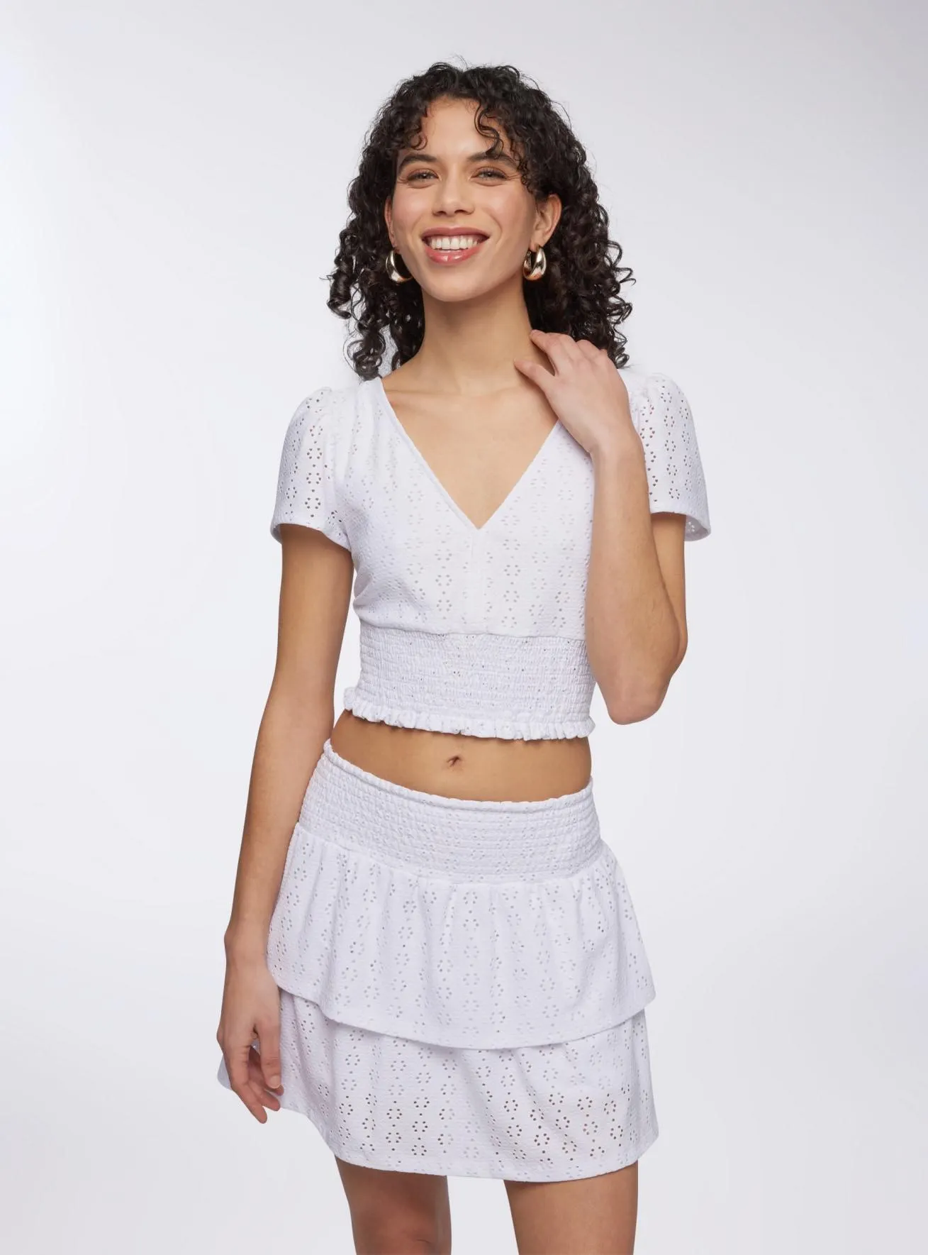 Blusa crop in sangallo Bianco ottico