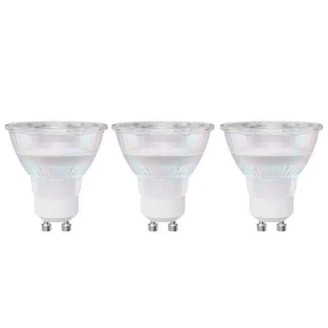 3 lampadine GU10, faretto, trasparente, luce naturale, 3.9W=450LM (equiv 50 W), 100° , LEXMAN