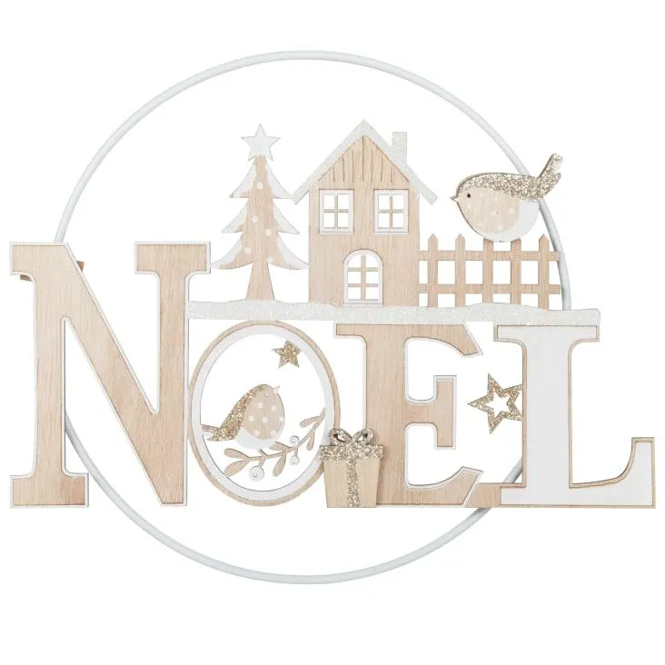 Decorazione natalizia da appendere paesaggio bianco e beige - Lotto di 3