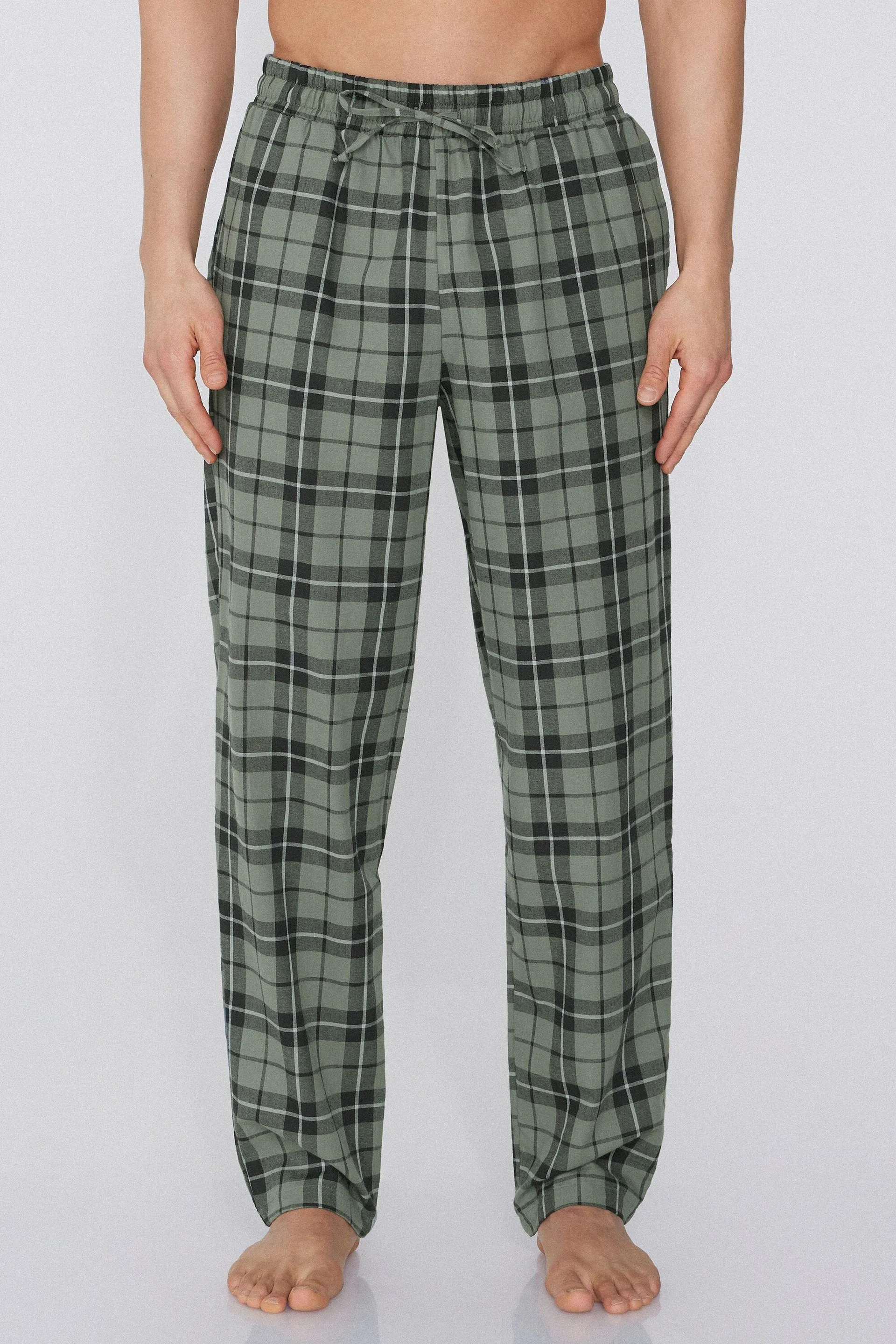 Pantalone Lungo in Tela Cotone con Tasche