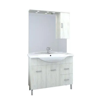 Composizione bagno a terra 105 cm bianco larice