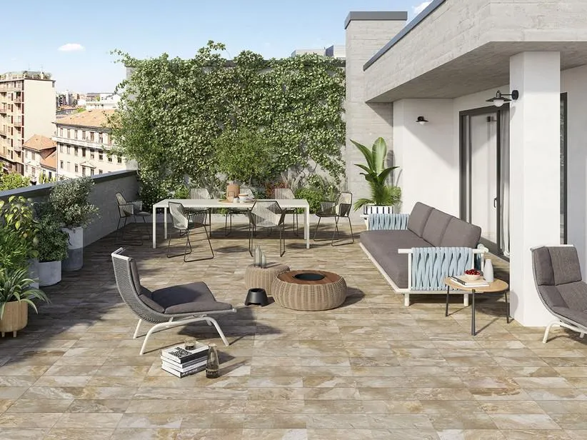 Piastrella Brazil Nut 2a Scelta 20,5X41,5 Gres per Esterni Effetto Pietra Tortora