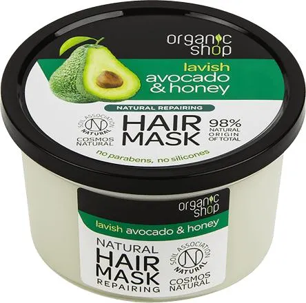 Maschera riparatrice capelli con avocado bio e miele bio, 250 ml