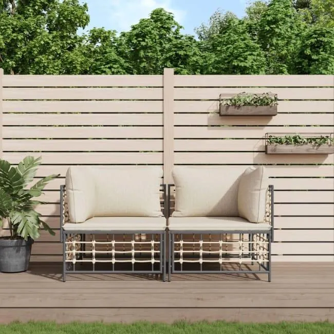 vidaXL Divani Angolari Modulari con Cuscini 2 pz in Polyrattan