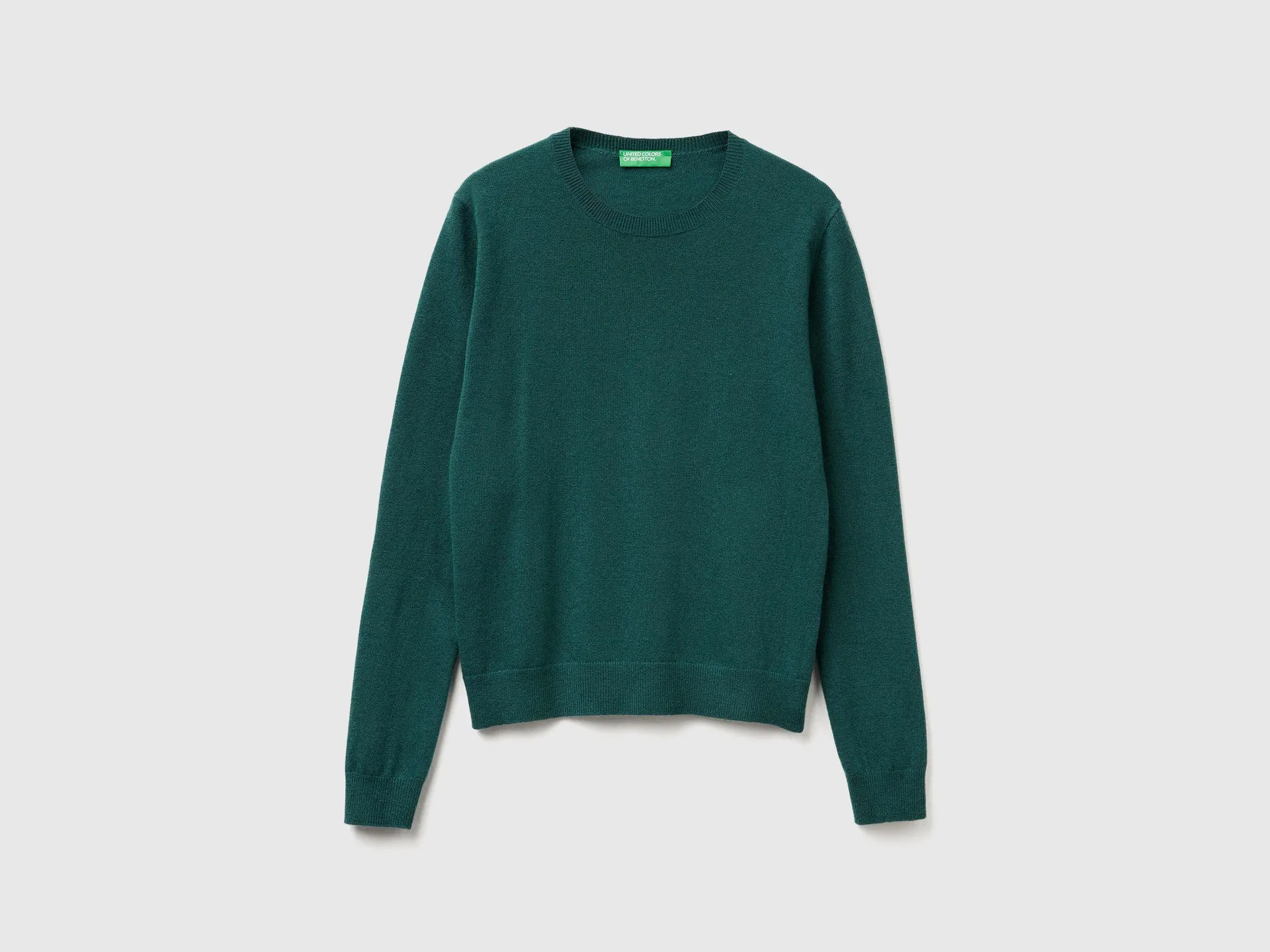 Maglia girocollo verde in lana Merino