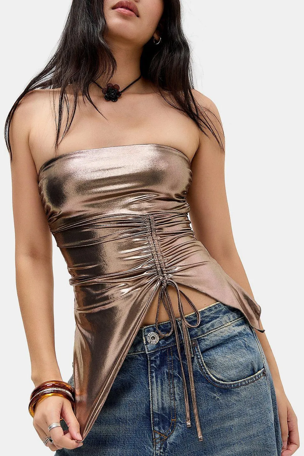 Silence + Noise Top Bandeau Metallizzato Rem