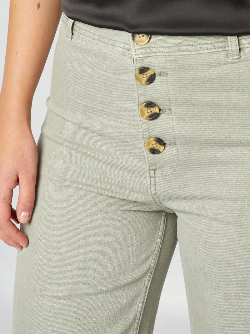 Jeans larghi / wide leg apertura per bottoni fantasia - - VERDE