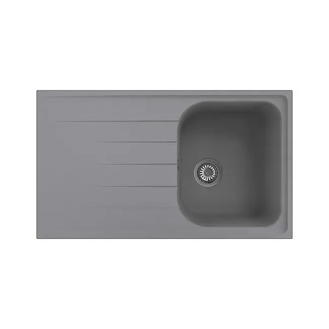 Lavello sopratop 1 vasca con gocciolatoio laterale destro o sinistro DELINIA Elba L 86 x L 50 cm grigio