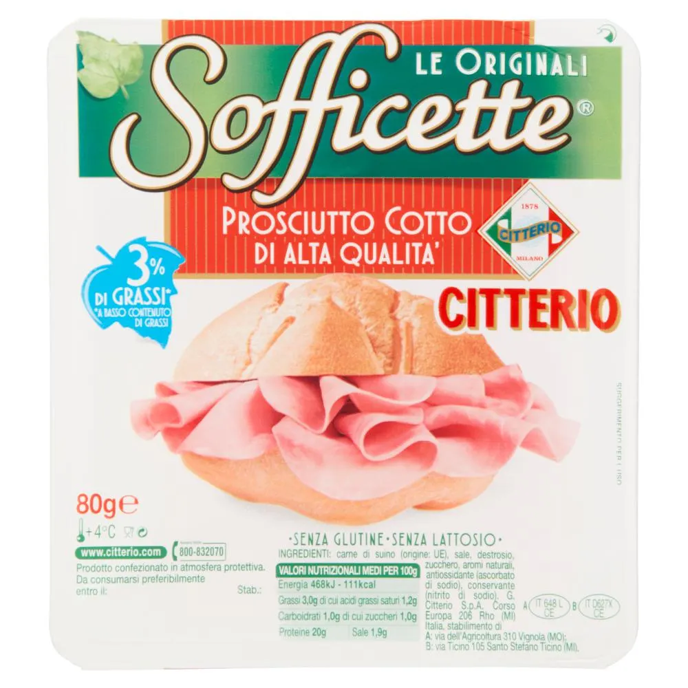Citterio Sofficette Prosciutto Cotto di Alta Qualità 80 g
