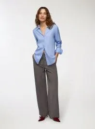 Camicia classica a tinta unita Celeste